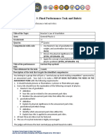 Workshop 3: Final Performance Task and Rubric