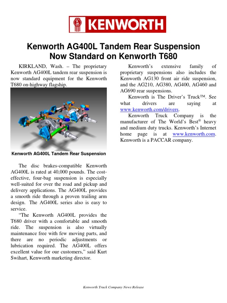 Kenworth Ag400l Suspension | PDF
