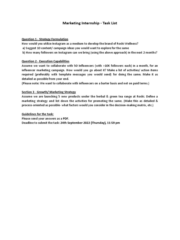Marketing Internship - Task Round-2 | PDF