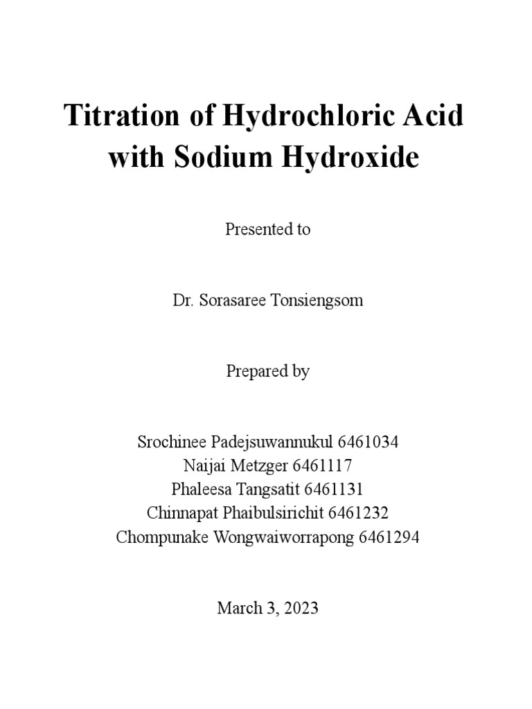 lab report titration of hydrochloric acid with sodium hydroxide 2