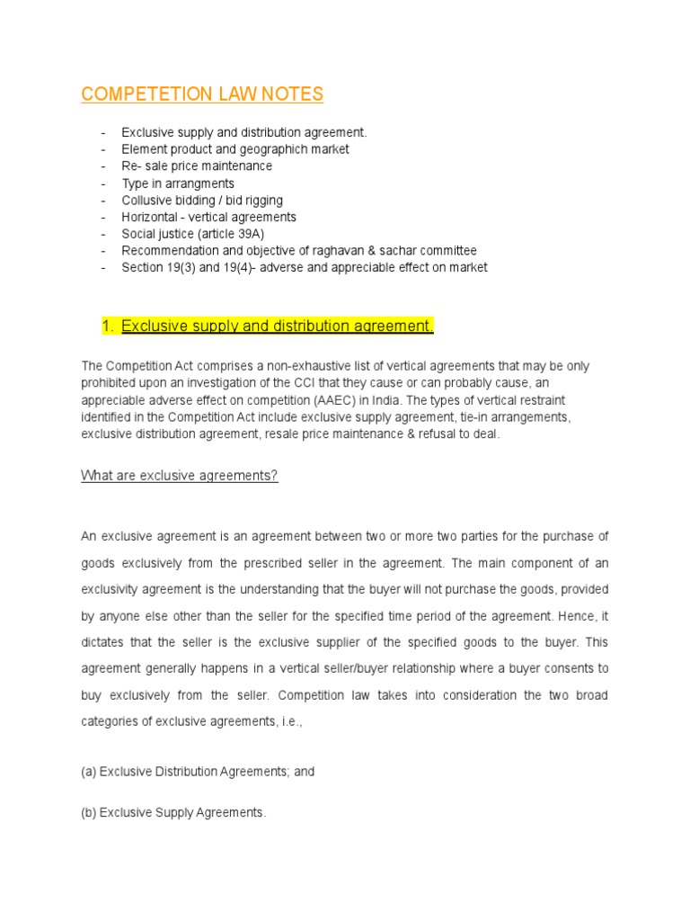 Competetion Law Notes PDF Competition Law Sales