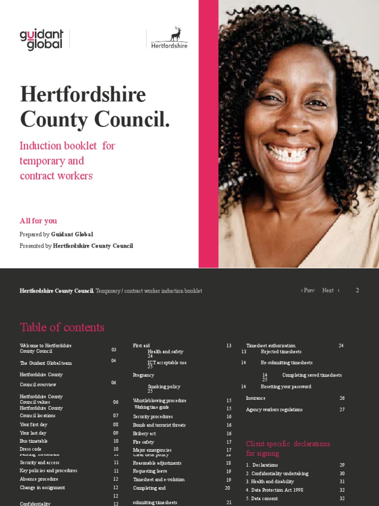 Hertfordshire County Council.: Induction Booklet For Temporary and ...