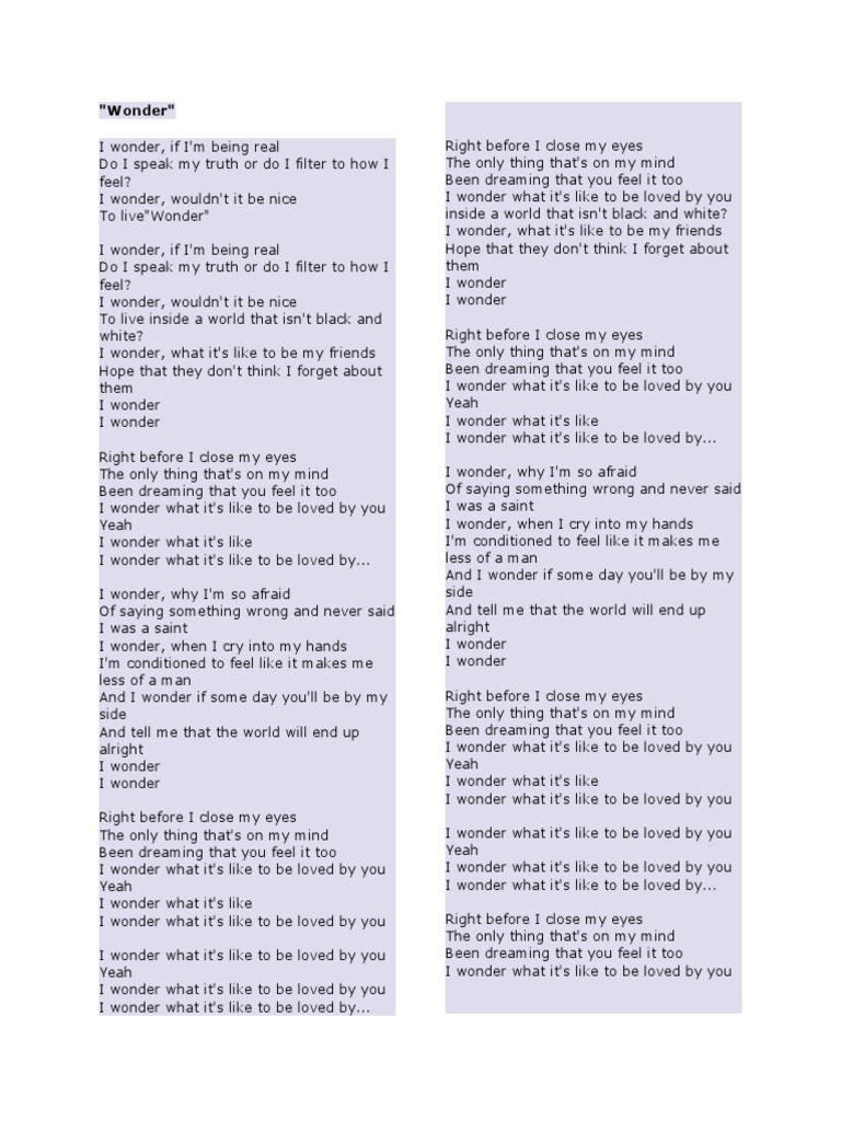 Lyrics PDF