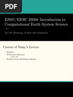 ESSC/EESC 2030: Introduction To Computational Earth System Science