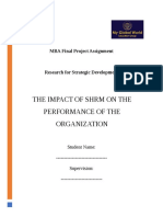 The Impact of SHRM On The Performance of The Organization: MBA Final Project Assignment