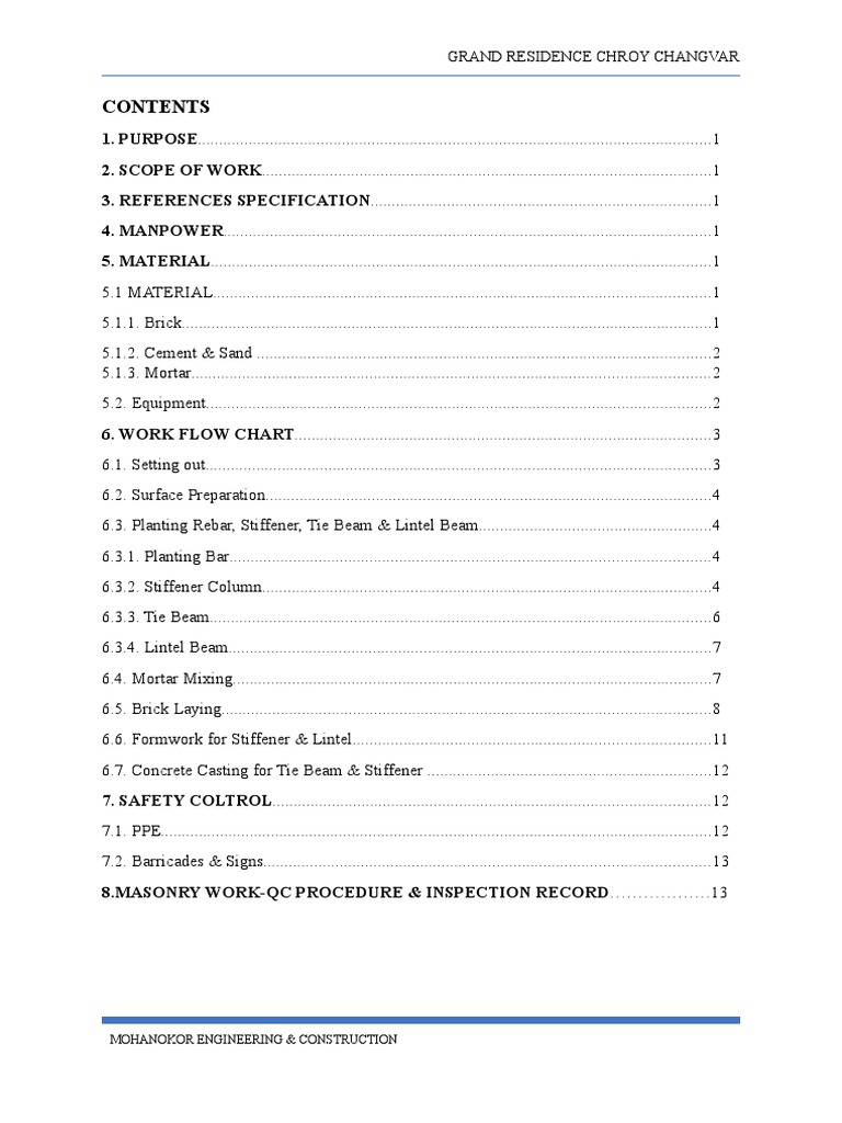 GvccvMathod Statement of Brick Wall Work PDF Brick Masonry