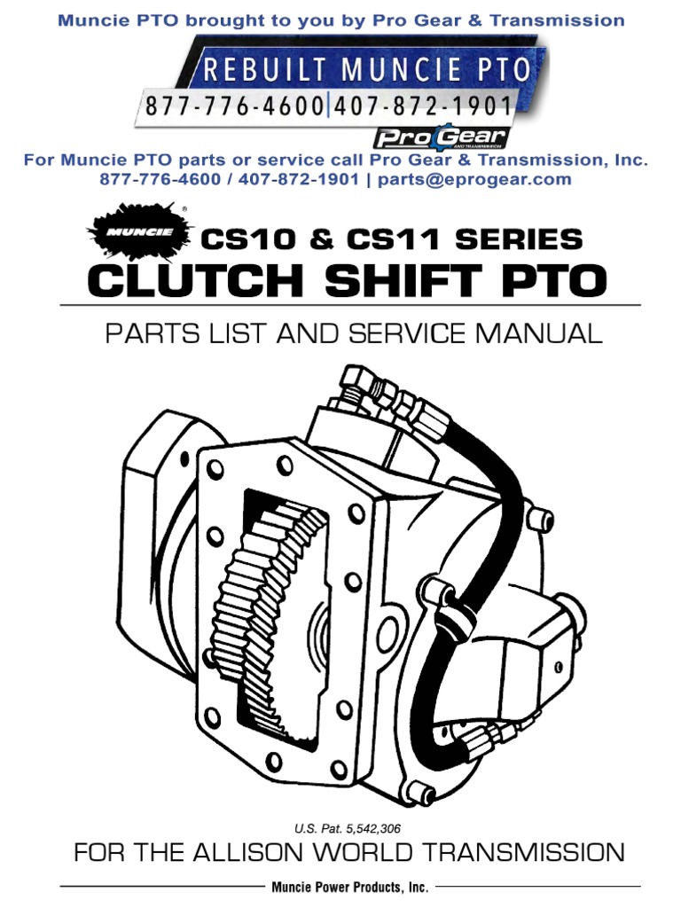Muncie cs10 cs11 Pto Parts Breakdown Service Manual | PDF