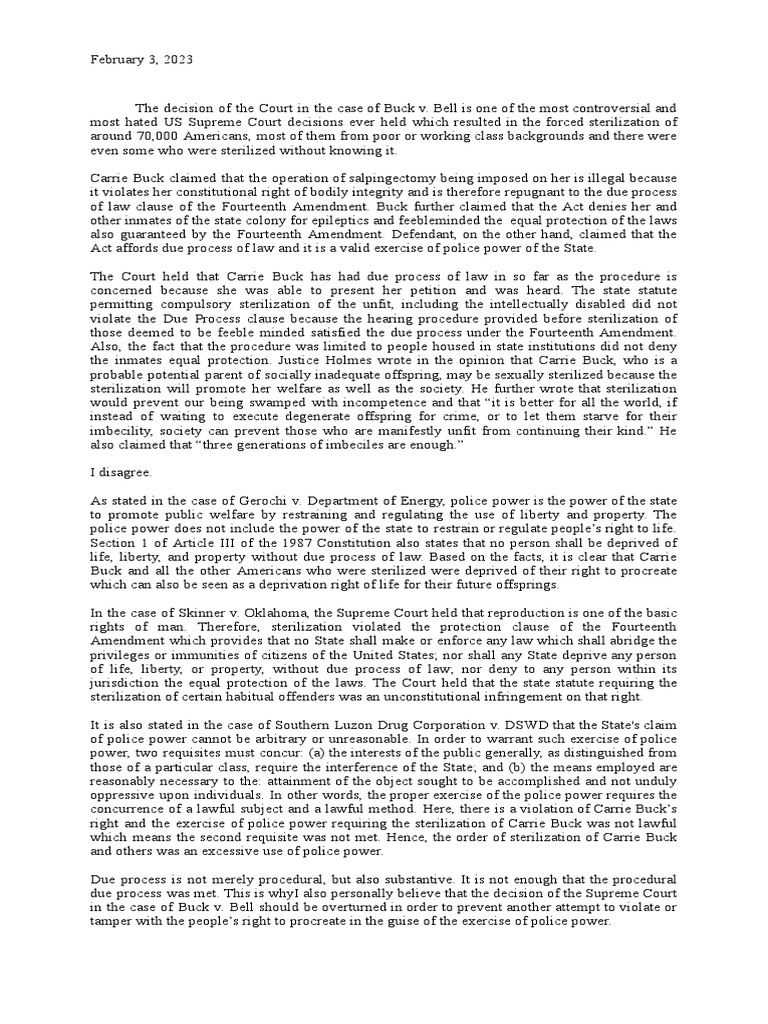 Buck v bell opinion download free pdf fourteenth amendment to