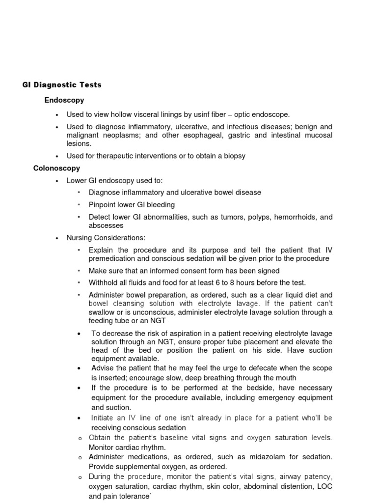 GI Diagnostic Tests PDF Human Feces Gastroenterology