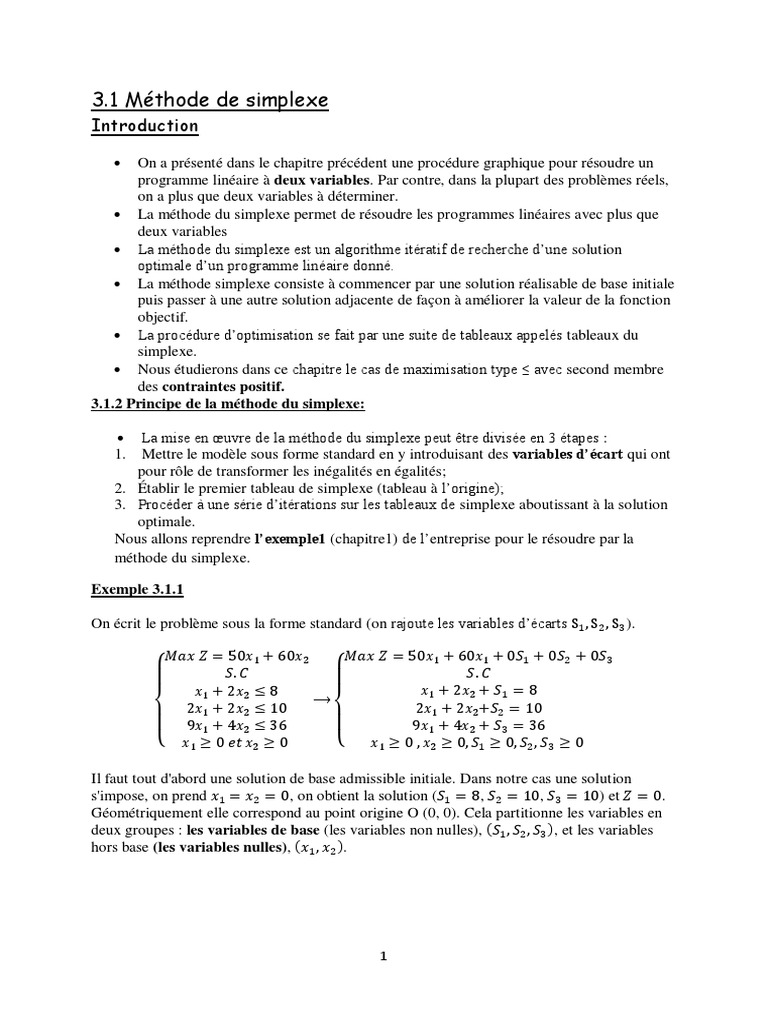 Méthode du Simplexe en Programmation Linéaire | PDF