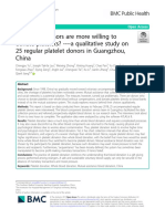 Why Some Donors Are More Willing To Donate Platelets? - A Qualitative Study On 25 Regular Platelet Donors in Guangzhou, China