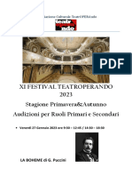 Xi Festival Teatroperando 2023 Stagione Primavera&Autunno Audizioni Per Ruoli Primari e Secondari