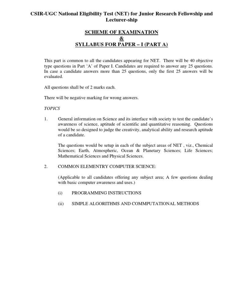 CSIR-UGC NET Paper I Part A Syllabus | PDF | Computers | Teaching ...