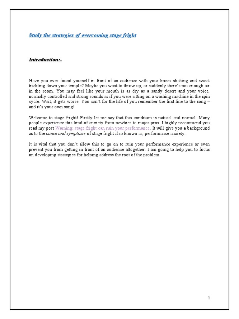 What Is Stage Fright Pdf