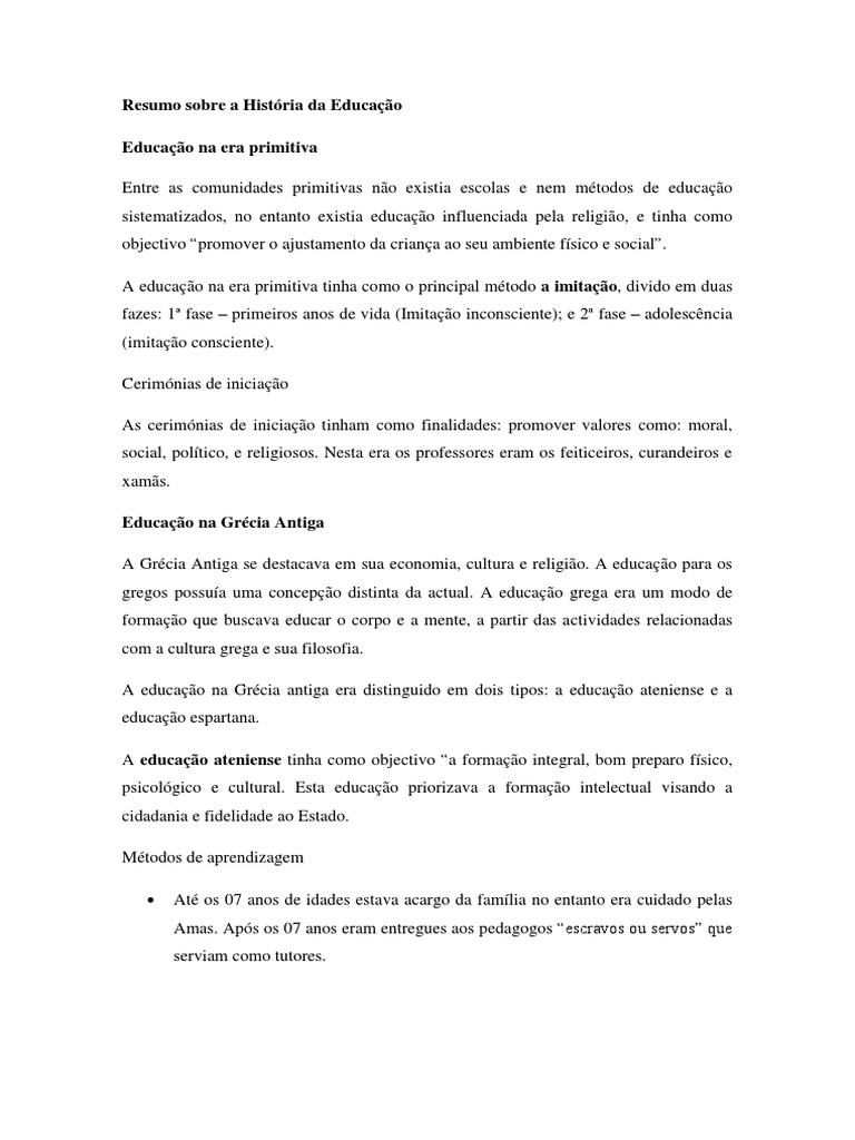 Historia Da Educacao | PDF | Renascimento | Pedagogia
