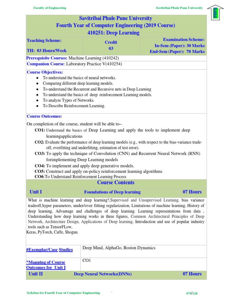 BE Computer Engineering Syllabus 2019 Course | PDF | Deep Learning ...