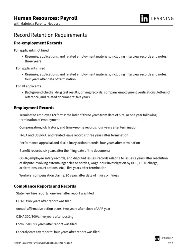 Record Retention Requirements PDF