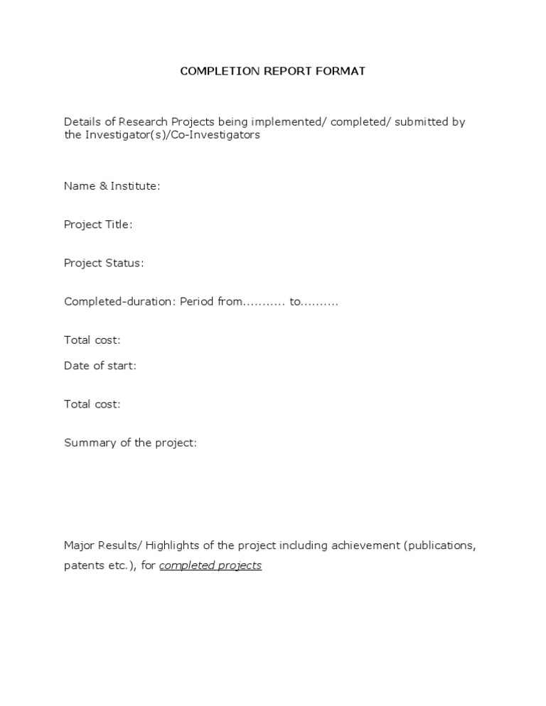 Compeletion Report Format | PDF | Art