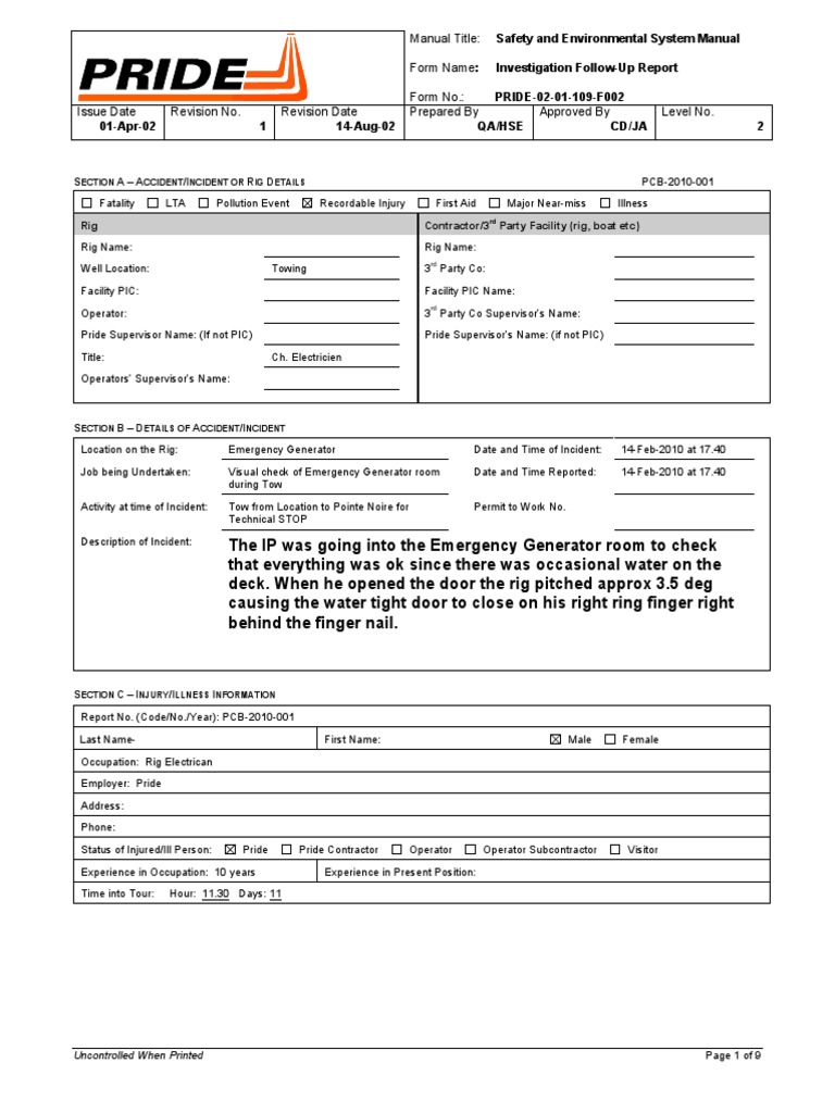 Case 1 Finger Crushed by Door During Tow PDF