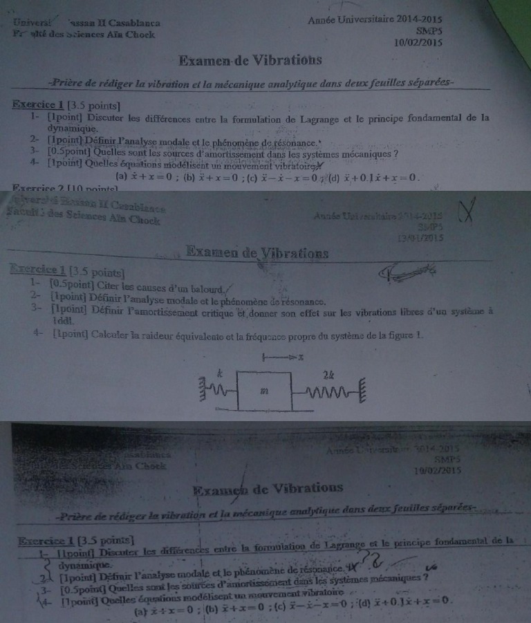Vibrations Questions de Cours (LH) | PDF