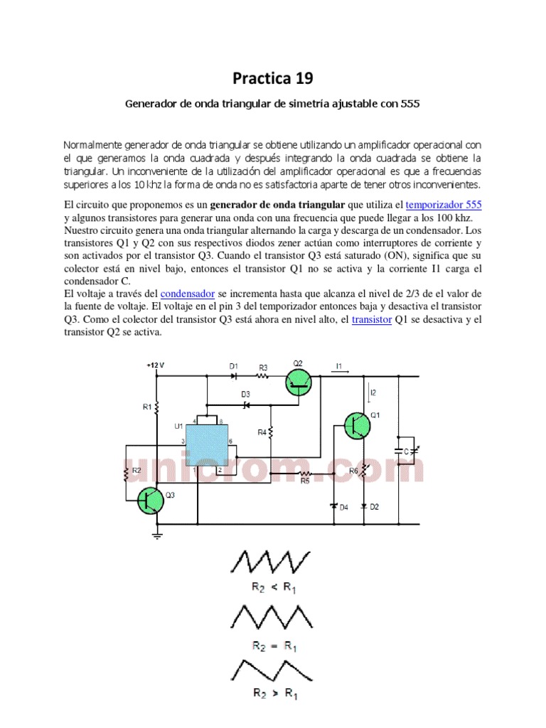 Generador triangular ajustable 555 | PDF | Transistor | Transistor de ...