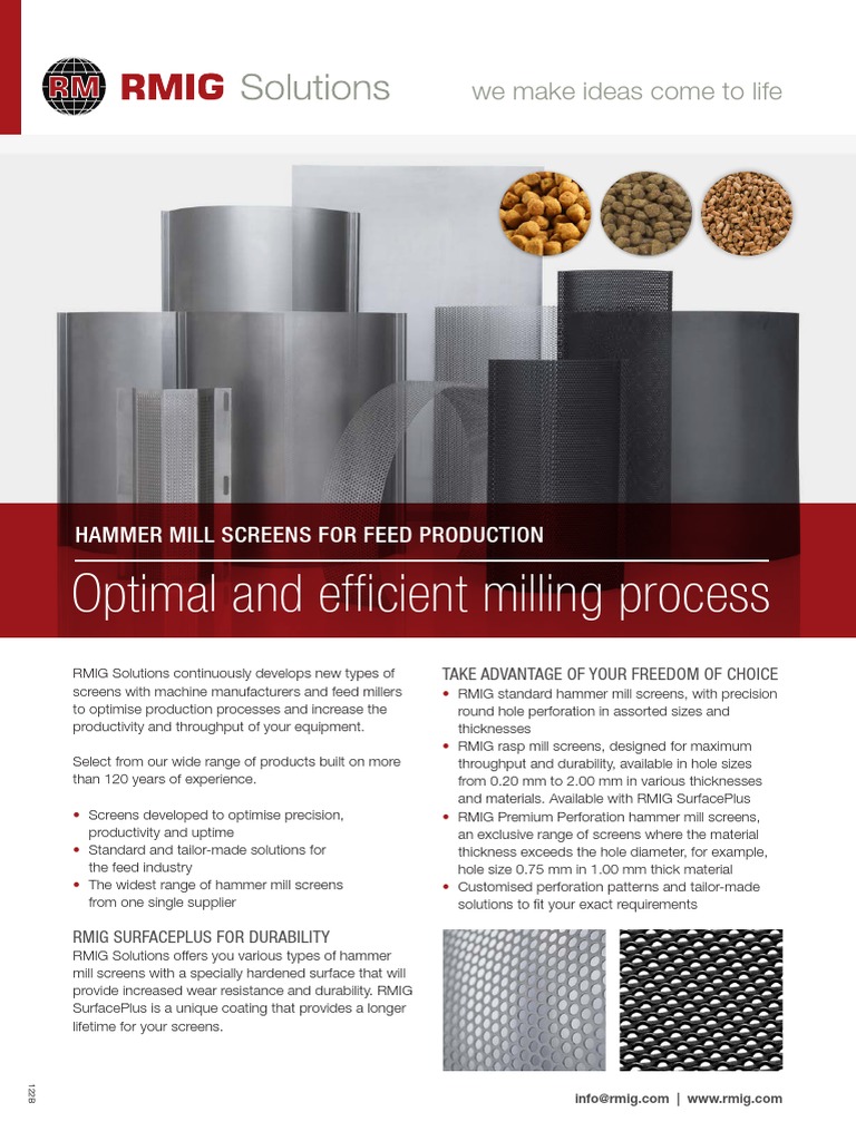 RMIG Solutions 2 Pager Feed Hammer Mill Screens 122B EN | PDF