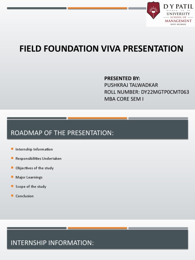 Field Foundation VIVA PDF Internship Job Hunting