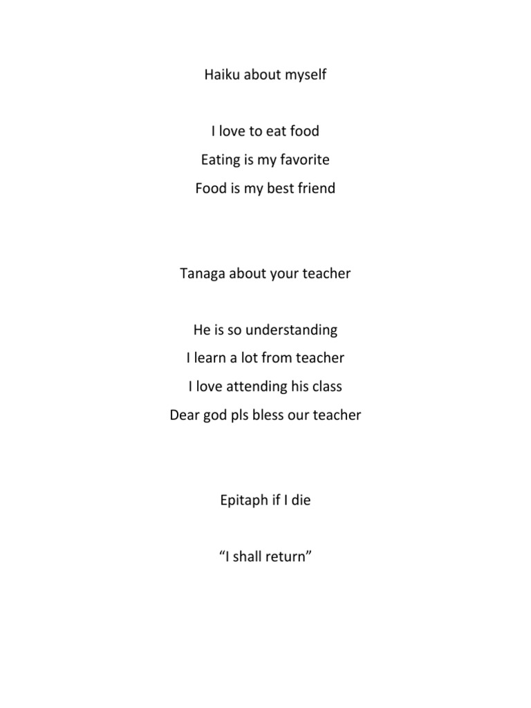 Haiku About Myself PDF