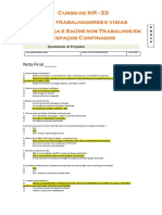 Curso de NR - 33 para Trabalhadores e Vigias Segurança e Saúde Nos Trabalhos em Espaços Confinados