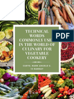 Technical Words Commonly Used in The World of Culinary For Vegetable Cookery