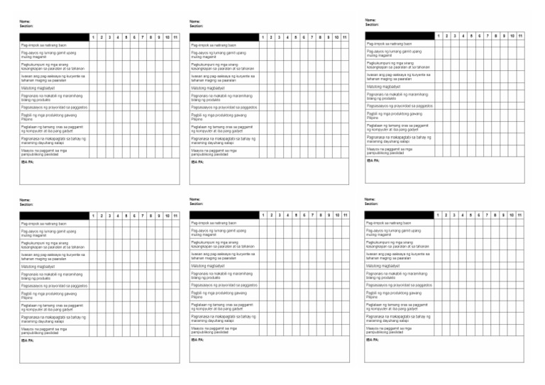 AP Survey Printable | PDF