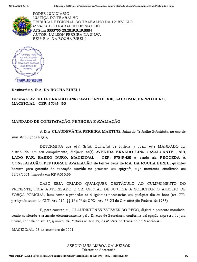 Mandado de Penhora e Avaliação | PDF | Direito Penal | Direito Político