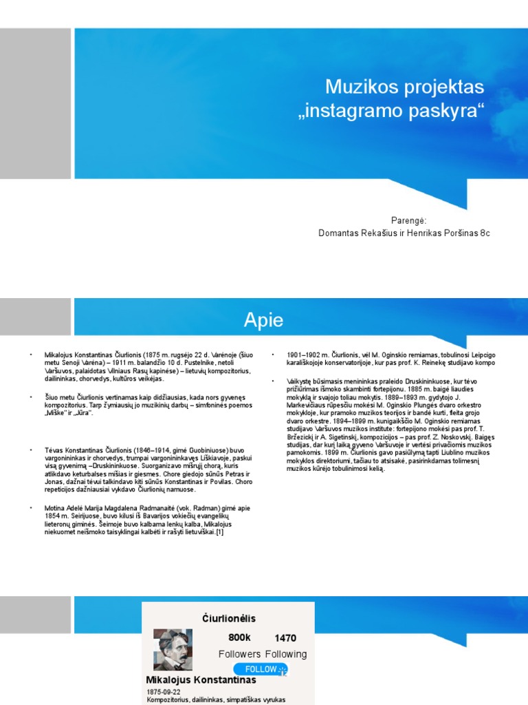 Muzikos Projektas Instagramo Paskyra