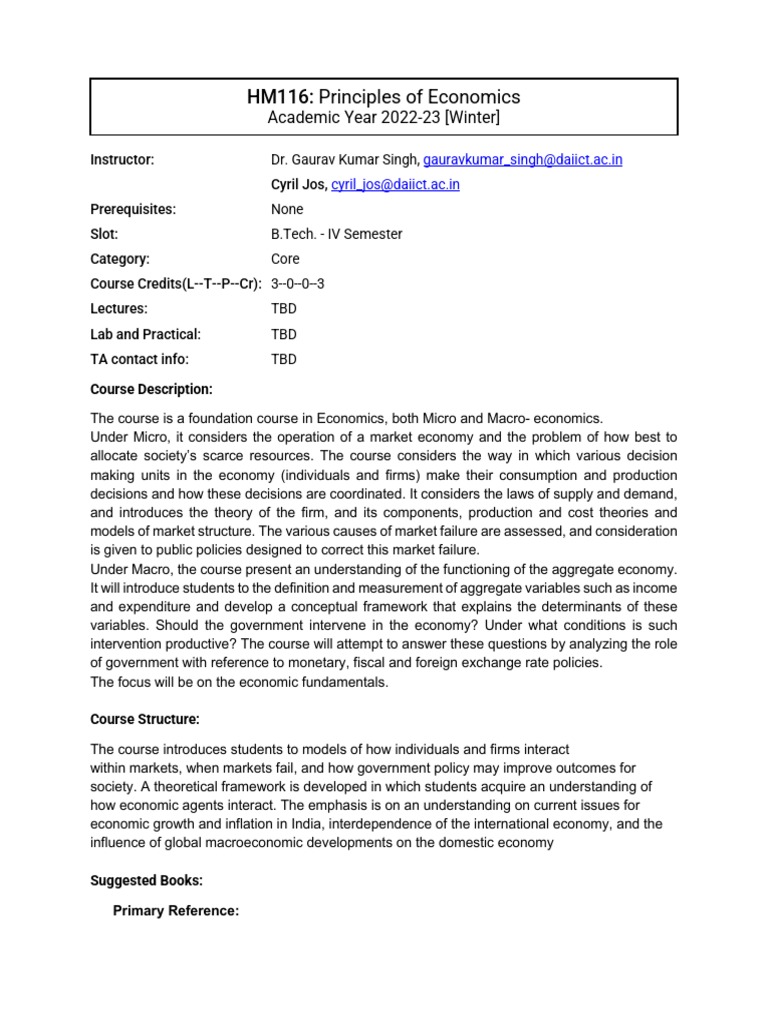 Principles of Economics | PDF