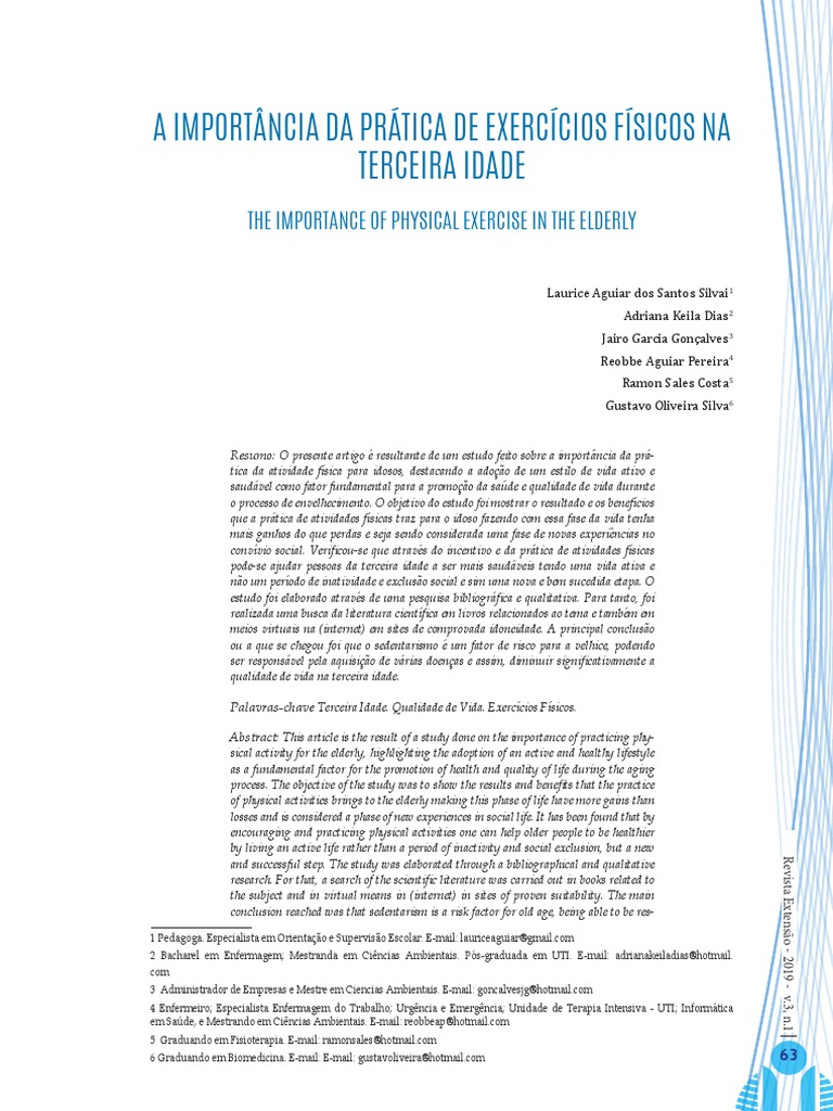 Exercícios Físicos e Qualidade de Vida na Terceira Idade | PDF ...