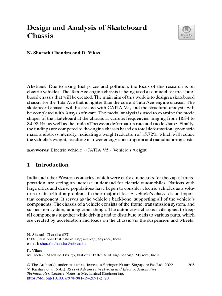 Design and Analysis of Skateboard Chassis PDF Stress (Mechanics