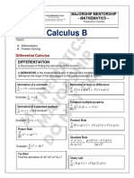 MAJORSHIP MENTORSHIP - MATHEMATICS – Calculus B Topics: Differentiation, Problem Solving