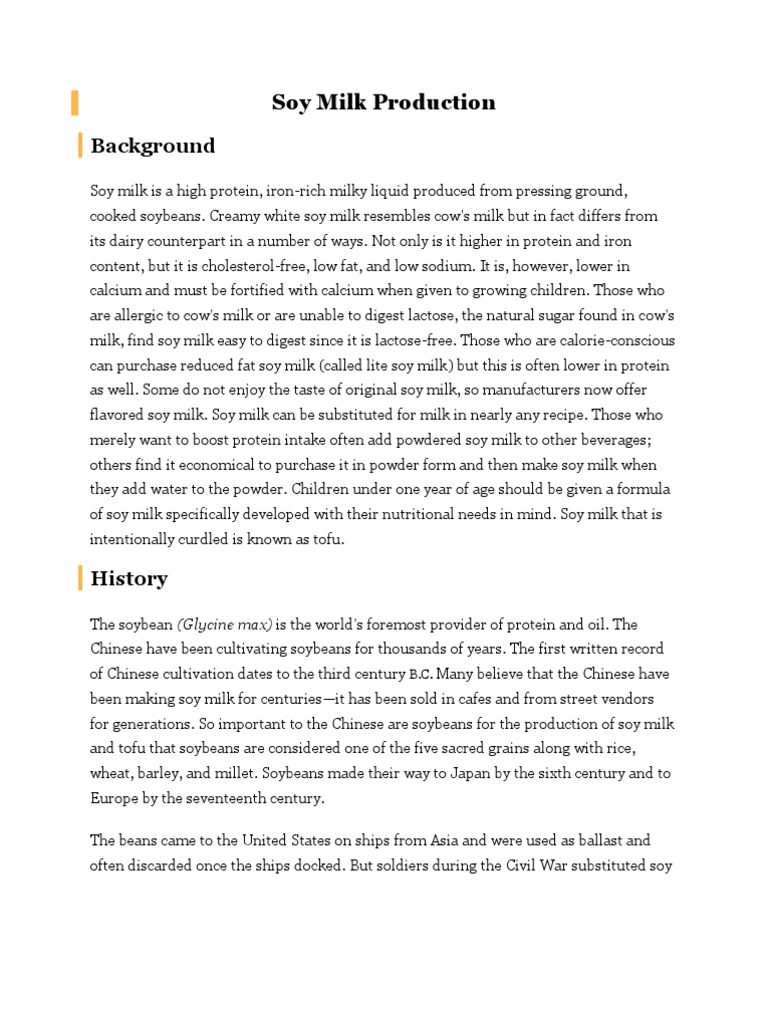 Soy Milk Production PDF Soy Milk Soybean