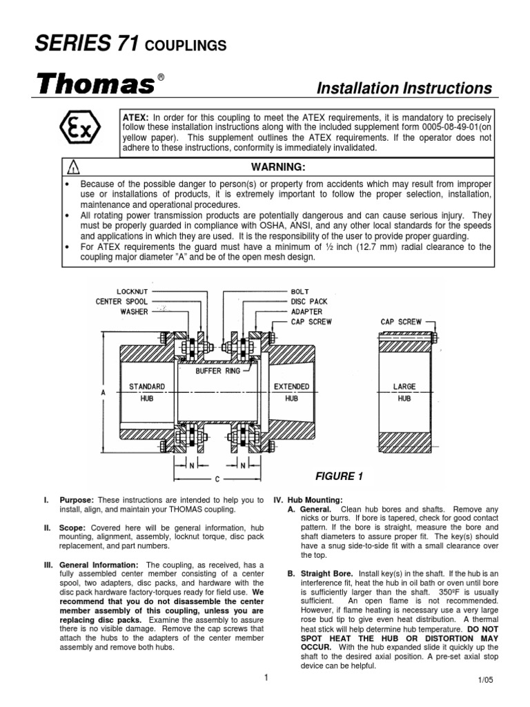 SERIES 71 COUPLINGS Thomas Installation Instructions PDF
