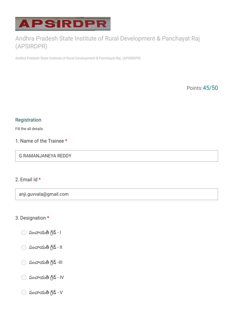 APSIRDPR Training Registration Form | PDF
