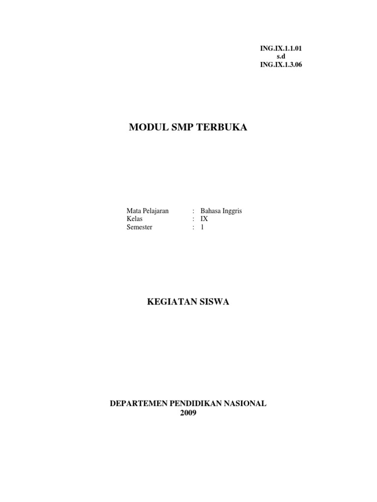 Bahasa Inggris Kelas Ix Semester 1