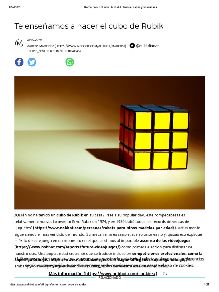Cómo Hacer El Cubo De Rubik Trucos Pasos Y Soluciones Pdf Cookie