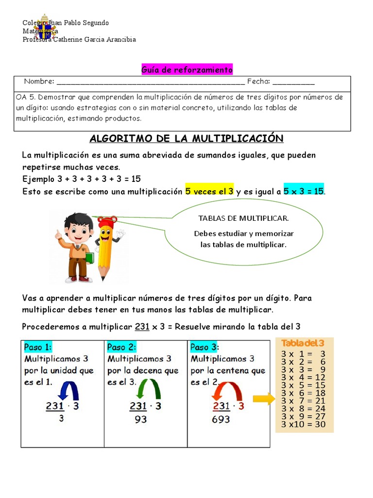 Algoritmo de Multiplicación para Niños | PDF | Multiplicación ...