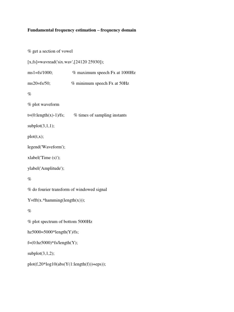 Fundamental Frequency Estimation - Frequency Domain | PDF | Teaching ...