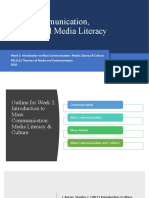 Mass Communication, Culture and Media Literacy