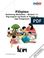 Filipino: Ikalawang Markahan - Modyul 11: Pag-Uugnay NG Sanhi at Bunga NG Mga Pangyayari