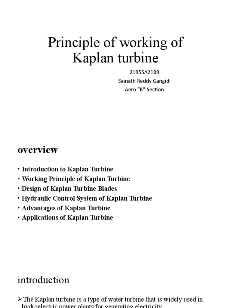 Kaplan Turbine: Working & Applications | PDF | Home & Garden | Computers
