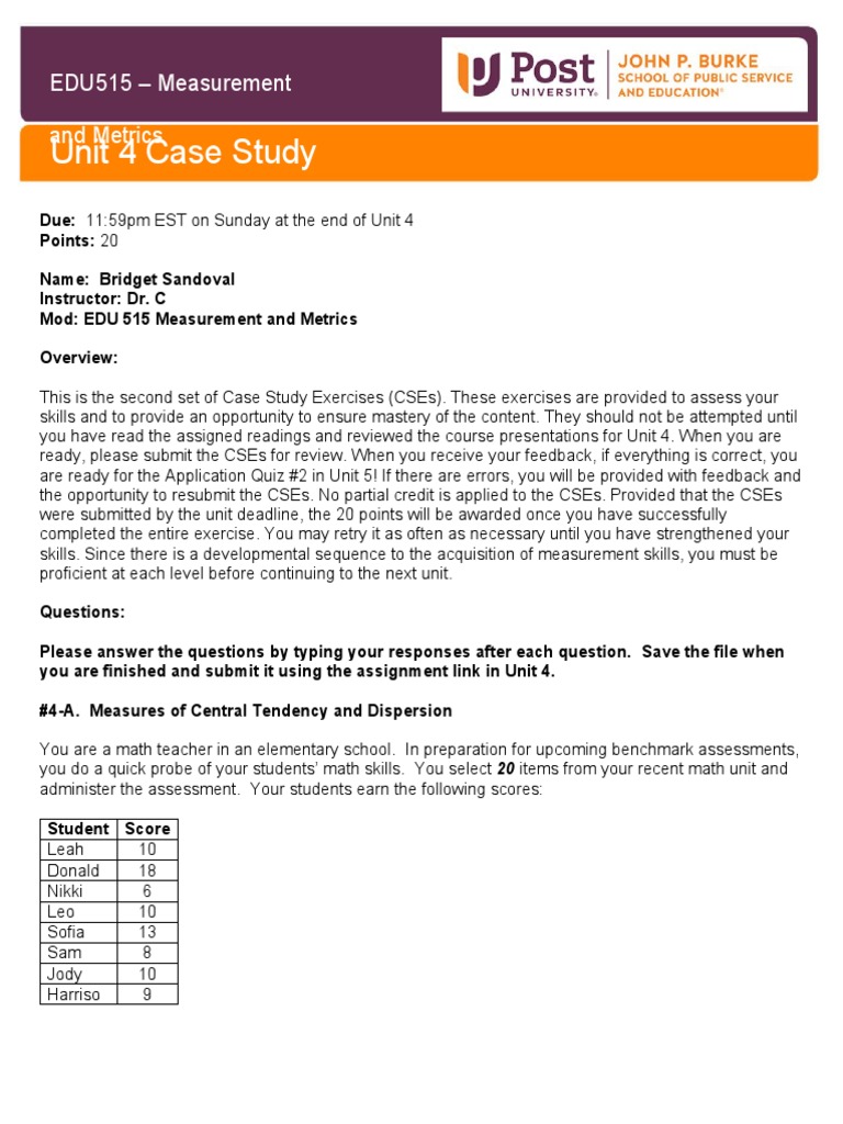 Unit 4 Case Study Exercises Overview | PDF