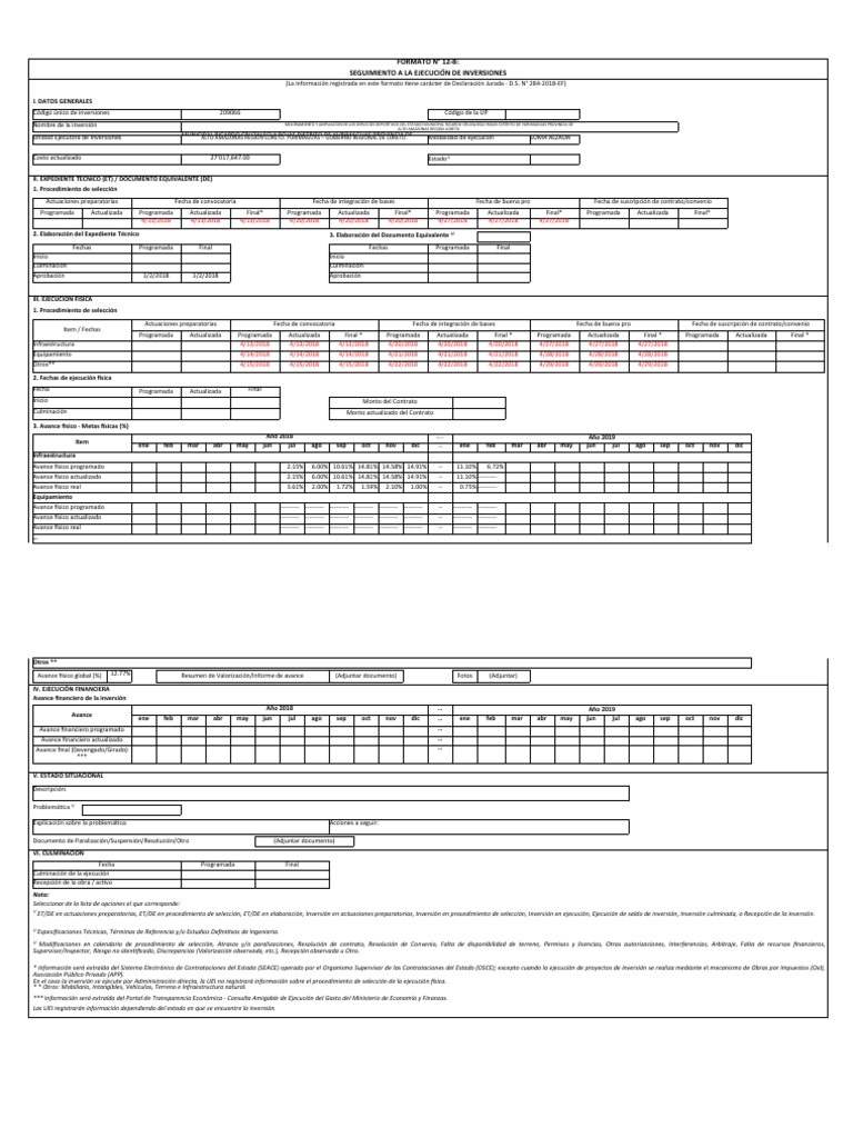 Seguimiento Inversiones Municipio Yurimaguas | PDF