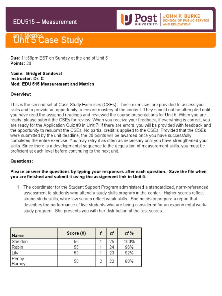 Unit 5 Case Study Exercises Overview | PDF